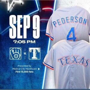 New Texas Rangers Joc Pederson Gray Jersey SGA Size XL 9/9/25